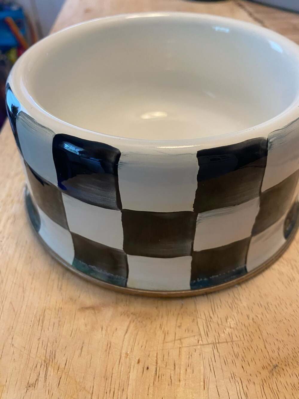 MacKenzie-Childs Courtly Enamel Ceramic Pet Dish Bowl